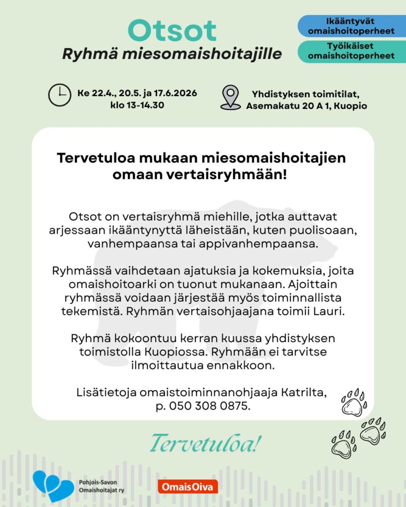 Ryhmän esite, jossa kerrottu ryhmän sisällöstä ja tapaamisajankohdista